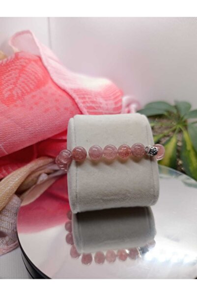 DOĞA KUTUSU BAŞAK VE YENGEÇ Taşı Bileklik (8mm) Çilek Kuvars