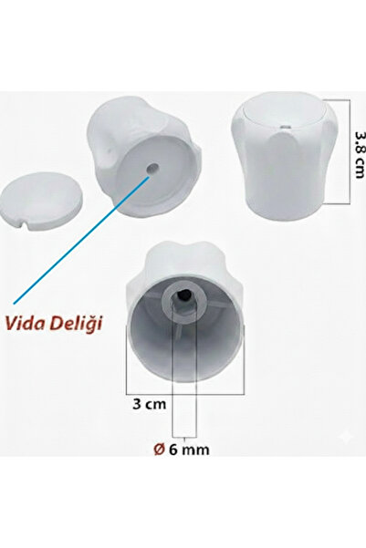YAPI KALİTE Radyatör Vanası Başlığı 5 Adet 6mm Vidalı ve Kapaklı Petek Vanası Başlığı