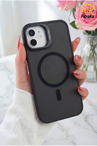 Fibaks iPhone 11 Kılıf Standlı Mat Magsafe Metal Tuşlu Kamera Lens Hediyeli W...