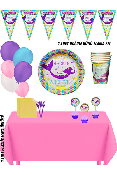 HAPPYLOOPPARTY Set dekoracija za rođendansku proslavu u stilu sirene za 24 osobe
