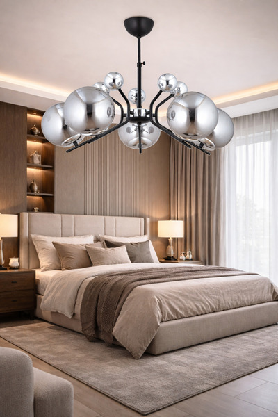 ESSLİGHT BESTE 5’Lİ AVİZE FÜME CAMLI MODERN DEKORATİF AYDINLATMA