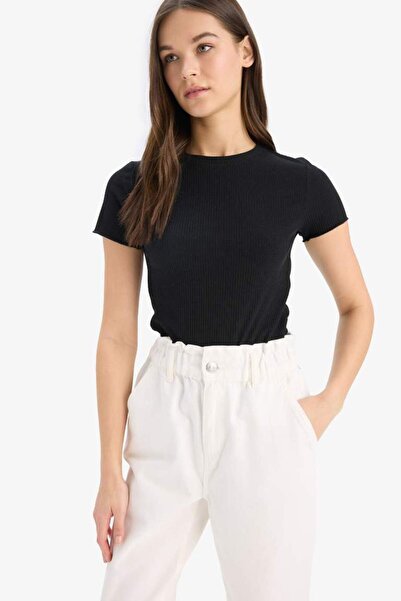 DeFacto Μαύρο γυναικείο μπλουζάκι K7064AZ/BK81