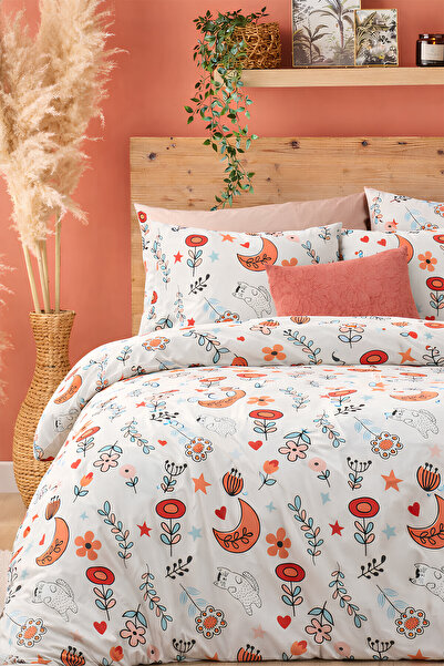 İQON طقم غطاء لحاف مزدوج مع ملاءة مطاطية HAPYY