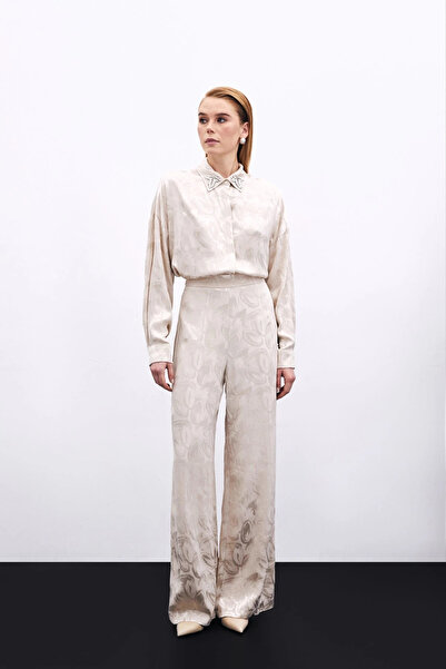 Sateen بنطلون جاكار كاجوال - بيج