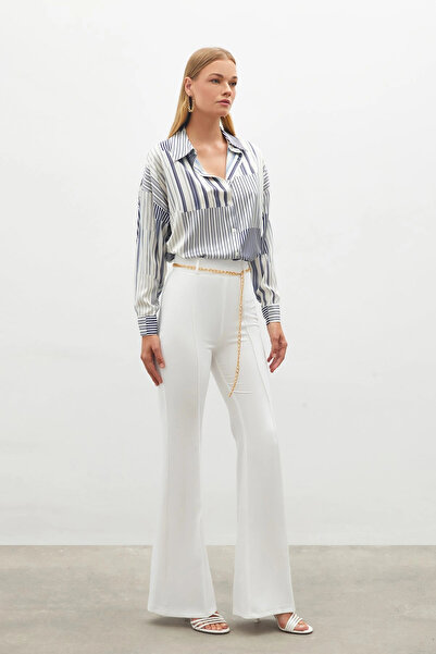 Sateen Ζώνη αλυσίδας Ισπανικό παντελόνι με φούστα εκρού