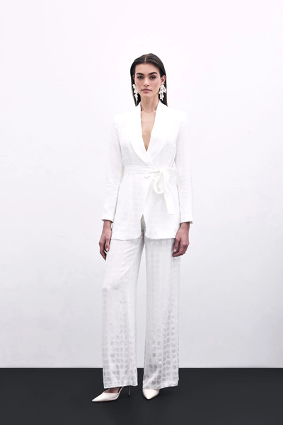 Sateen Pantaloni largi de culoare ecru