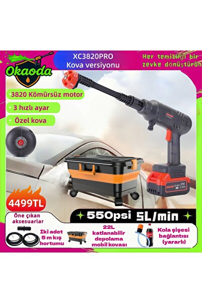 okaoda 💎(XC3820PRO kova versiyonu) Lityum pil fırçasız motor ev temizlik sul...