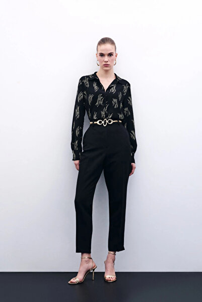 Sateen Black Pocket Straight Trousers