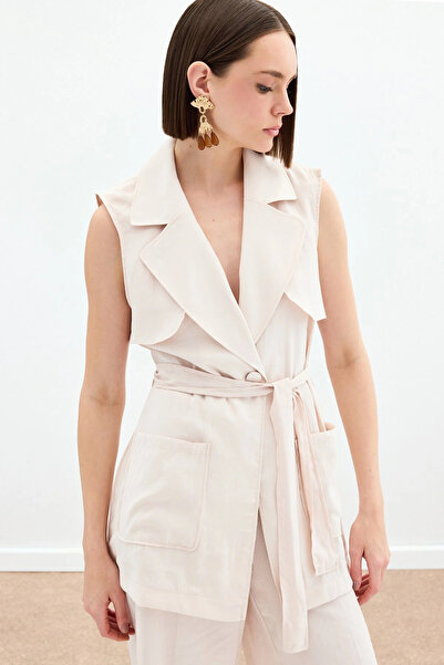 Sateen Поясний довгий жилет - кам'яний