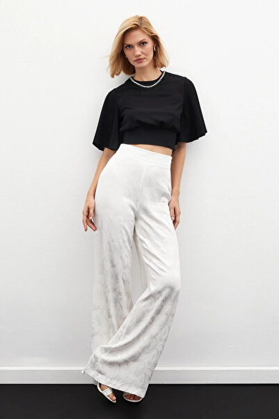 Sateen بنطلون جاكار كاجوال - إكرو