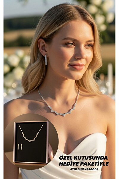 BEREN KILIÇ هدية عيد الحب، طقم مجوهرات هيستيا، قلادة وأقراط، طقم هدايا لحفلات...