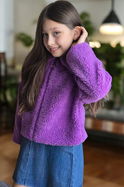 QUB CLUB Kız Çocuk Crop Peluş İçi Astarlı Kaban Mont 1 Beden Büyük Tercih Ede...