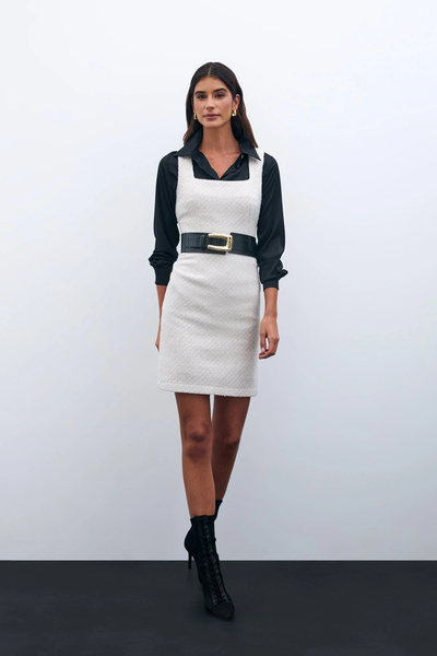 Sateen Rochie mini din tweed de culoare piatră