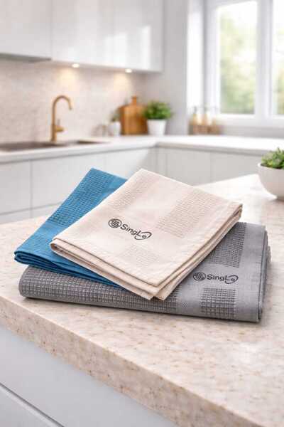 Single Classic 3'lü Mikrofiber Cam Bezi, Mutfak Fiber Bez (40 X 60 CM)