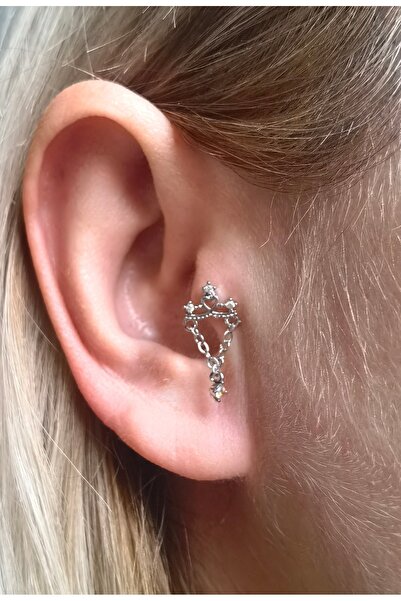 Bylin Cerrahi Çelik Taç Zincir Kristal Zirkon Piercing Küpesi-bar Uzunluğu 6 ...
