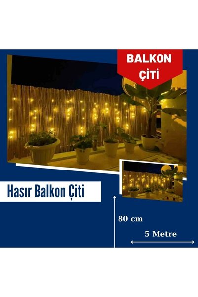 My Family Kamış Hasır Doğal Balkon Çiti Bambu Balkon Çiti Estetik Tasarım Bambu Efektli Balkon Çiti 80x500