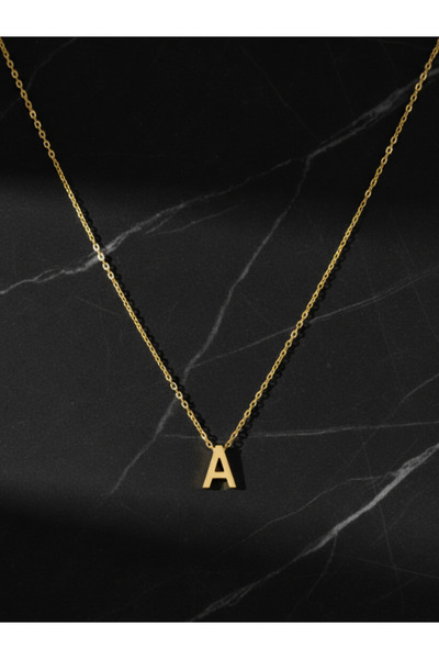 luvee 925 Ayar Baş Harf Gümüş Kolye (Gold)