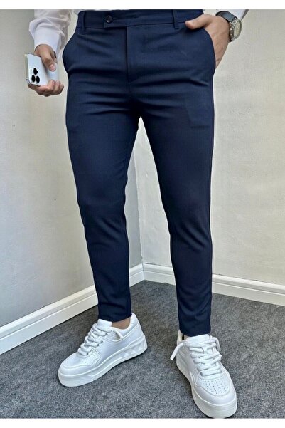 DOPPİO'N DENİM Erkek Lacivet Slim Fit Esnek Likralı Kumaş Pantolon
