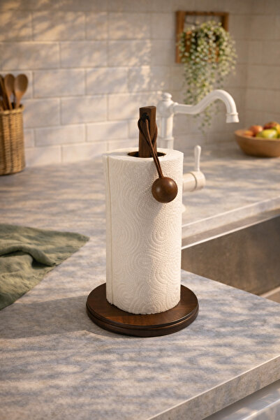 BUCOLIC حامل مناشف ورقية مفصلة على شكل كرة أكاسيا