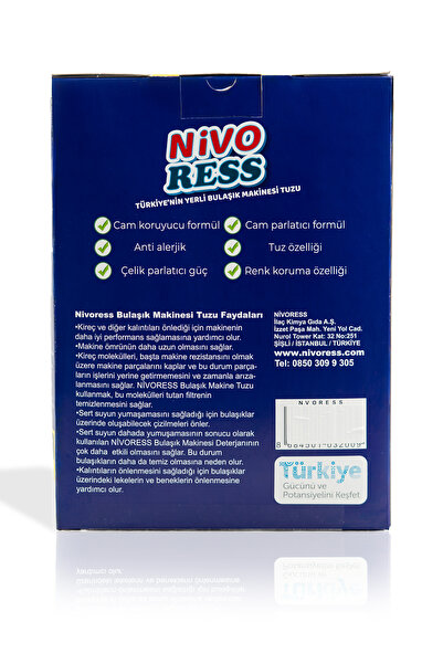 Nivoress Fosfatsız Anti Alerjik Bulaşık Makinesi Tuzu (%100 Yerli-Doğal Üretim)