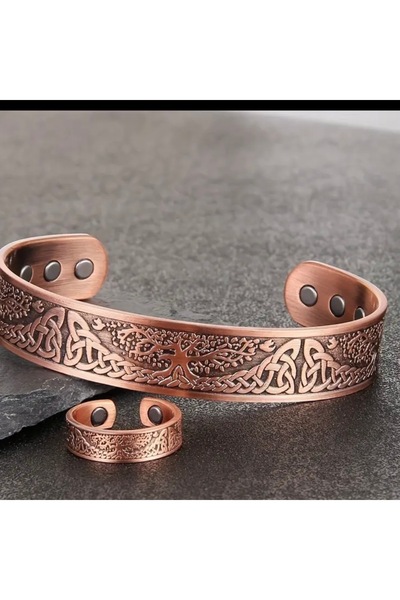 Ekinoksen %100 Saf bakır yaşam ağacı manyetik bileklik ve yüzük