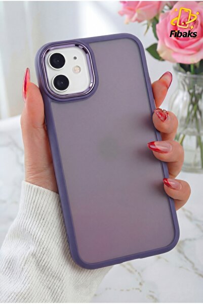 Fibaks iPhone 11 Kılıf Metal Çerçeve Hassas Butonlu Renkli Buzlu Şeffaf Trans...