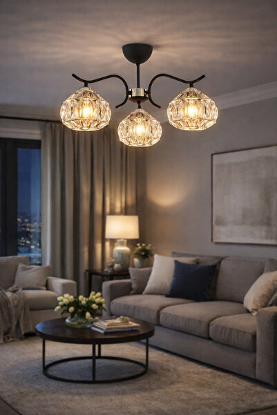 ESSLİGHT ELMAS 3’LÜ AVİZE MODERN DEKORATİF AYDINLATMA