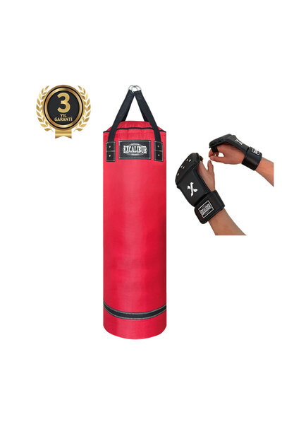 Excalibur Polystar Boks Kum Torbası 120 x 35 cm Kırmızı - Eldivenli