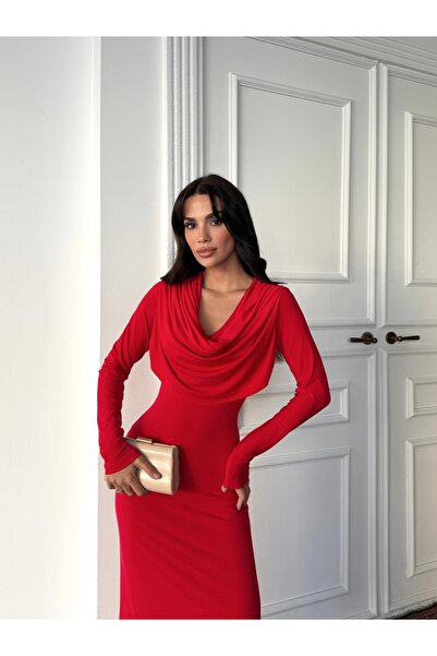 BY SE'MAS WEAR Φόρεμα Premium με πιέτες στο γιακά και λεπτομέρεια στους ώμους