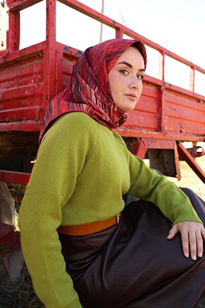 Silk Home Eșarfă de mătase Tivil IST 11484 - 26 Model cu dungi cu flori de rodie