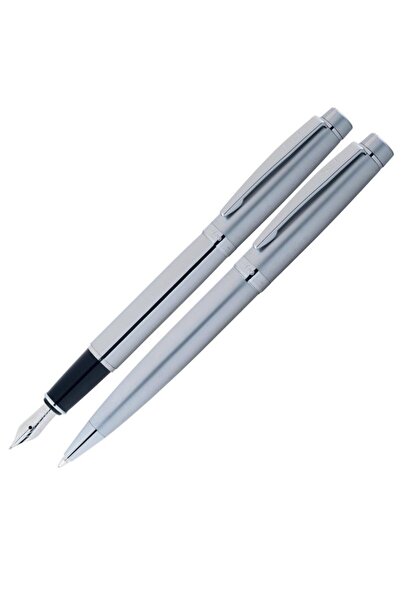 Scrikss 38 Filling Pen & Ballpoint Pen Matte Chrome Set of 2