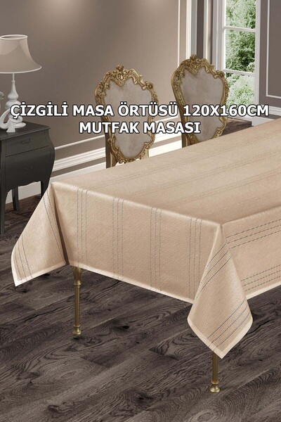 Çt Çeyizci Tekstil Çizgili Tek Masa Örtüsü Colber 160x220cm Tablecloth