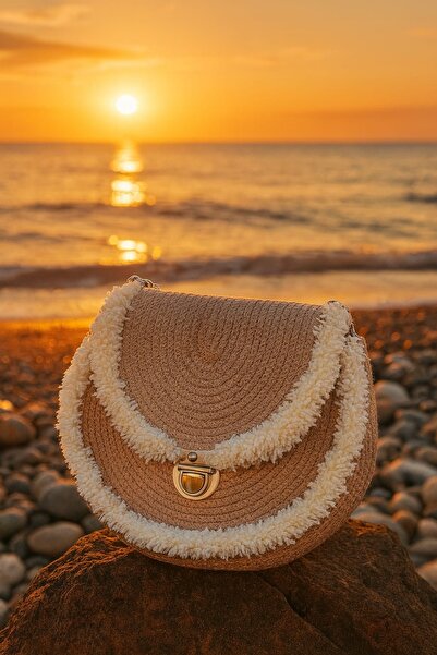 GNG Home Tekstil Natural Jute Rope Shoulder Bag with Strap - Hand-Woven