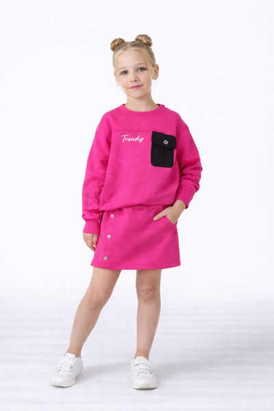 RAPAPA Κοριτσίστικο φούξια μακρυμάνικο κοστούμι με φούστα – Κομψό & Άνετο Συν...