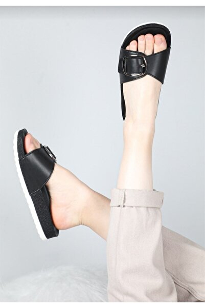 Pienn Kadın Ortopedik Yumuşak Fuspetli Taban Bej Tokalı Terlik