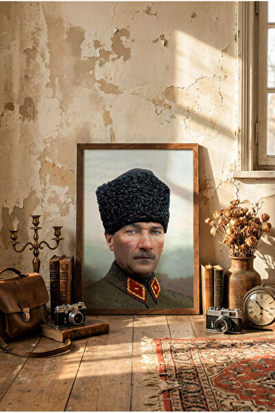 epiqart Atatürk Portresi - Ahşap Desenli Çerçeve