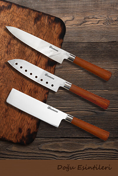 Sürmene Bıçakçı Hacı Ahmet Doğu Esintileri Şef Bıçak Seti | Santoku Nakiri Şe...