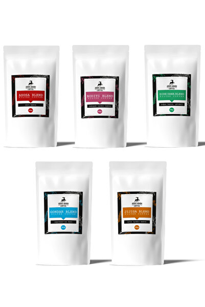 Addis Ababa Coffee 5x100 Gr Orijinal Etiyopya Kahveleri / Çekirdek Kahve, Fil...