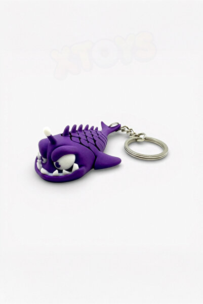 Xtoys حلية حقيبة على شكل سمكة غاضبة من قماش ناسا ثلاثي الأبعاد مع سلسلة مفاتي...