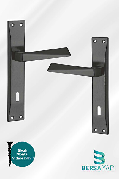 bersayapı Prizma Aynalı Oda Kapı Kolu Siyah 1 Takım (MONTAJ VİDALI)