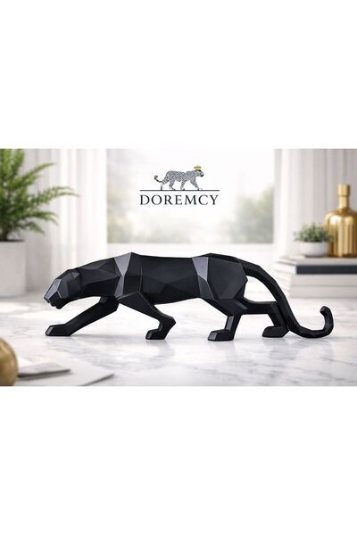 Doremcy Kübik Jaguar Biblo – Siyah Leopar Tasarımlı, Polyester Döküm, Modern ...