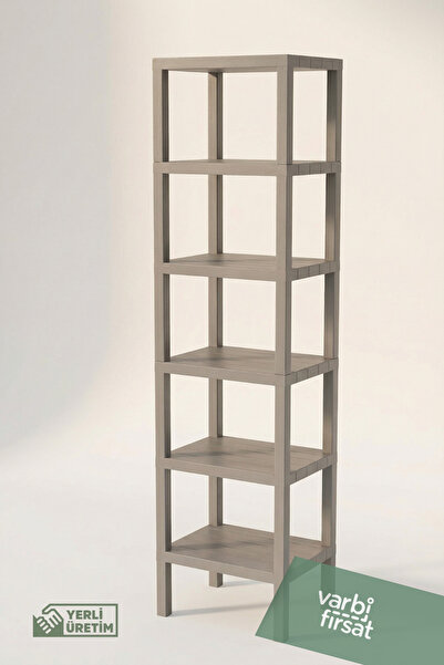 Varbifırsat 6 Katlı Kitaplık Plastik Raf Ünitesi - Gri
