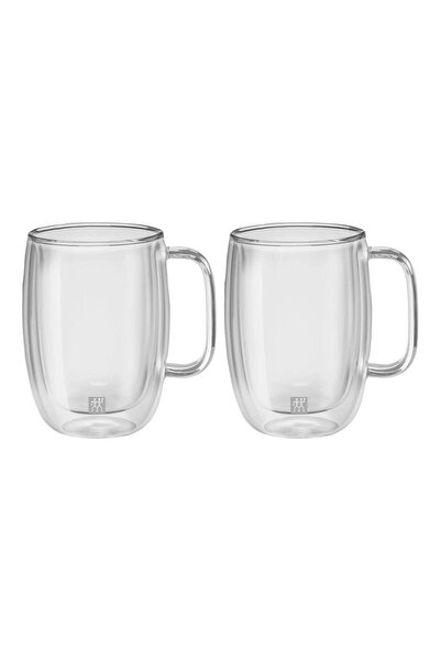ZWILLING Double Wall Glass Latte Macchiato Cup Set of 2 with Handles - 450 ml...