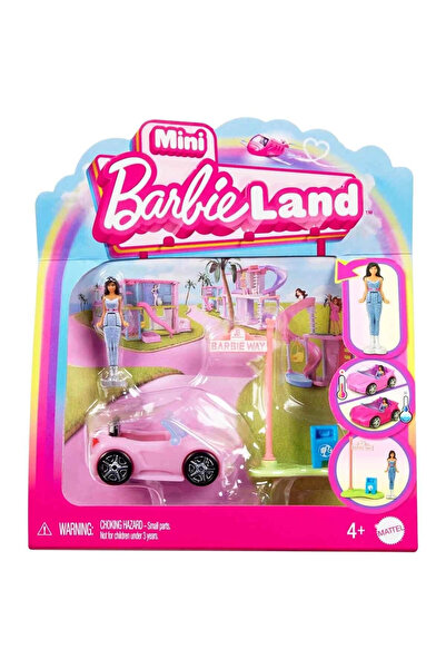 Barbie ® Mini BarbieLand™ bebek ve araç aeti, 4 cm bebek ve renk değiştiren ü...