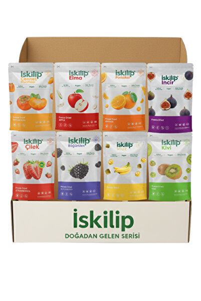 İSKİLİP Dondurularak Kurutulmuş Meyve Cips Çilek Muz Elma Ayva Portakal Hurma...