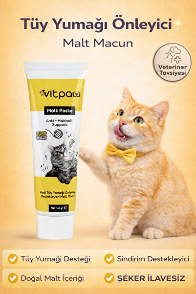 vitpaw Malt Paste 100 Gr. Kedi Maltı (KEDİLER IÇİN KUSMA VE TÜY YUMAĞI OLUŞUM...