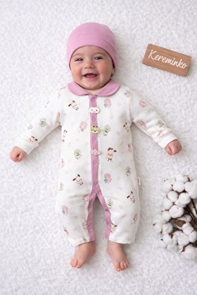 Kereminko Bebek Newborn Baby Girl Cotton Carnival Romper Without Booties with...