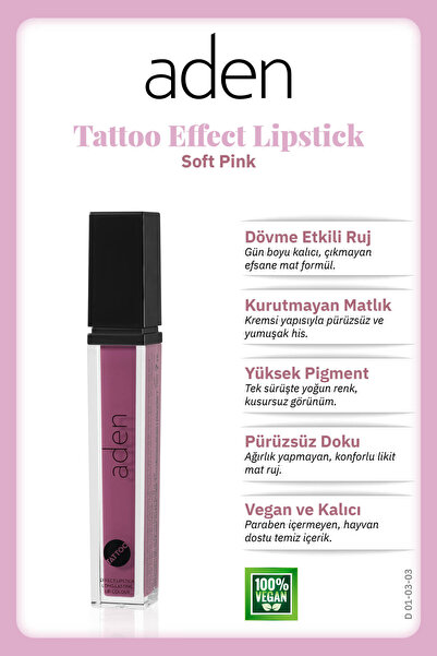 Aden Dövme Görünümlü Likit Ruj 7 ml