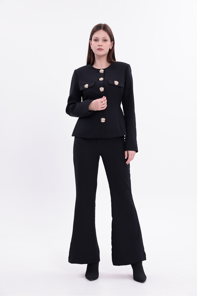 SOLENNE Black Straight Pants