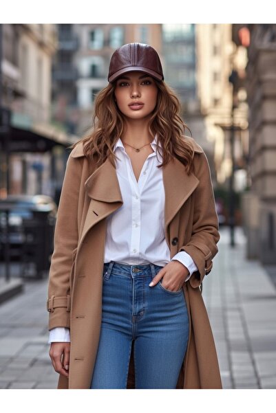 BY SCK قبعة صغيرة من الجلد الطبيعي بلون أسمر للجنسين - قبعة شتوية - موسم جديد